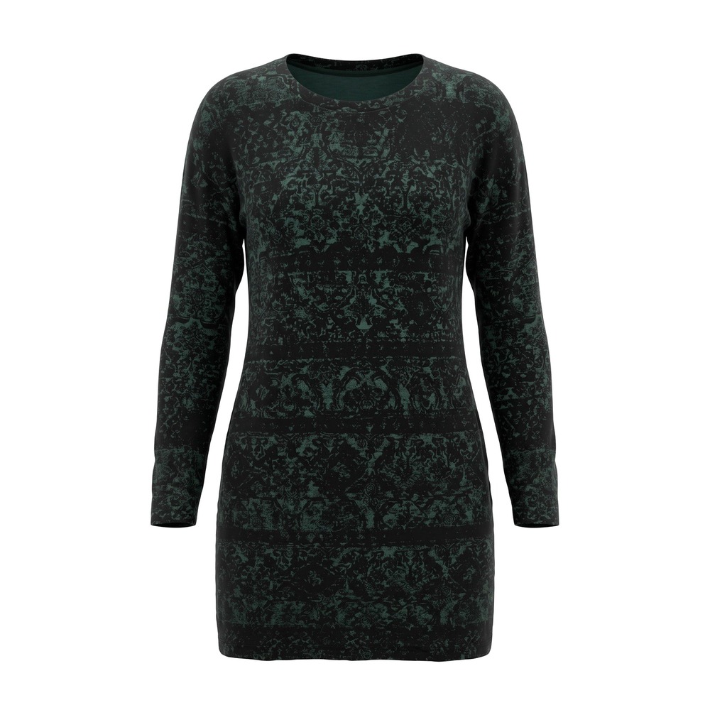 Peruvian Connection S Long Sleeve Sheath Green Black 100% Cotton Mini Dress